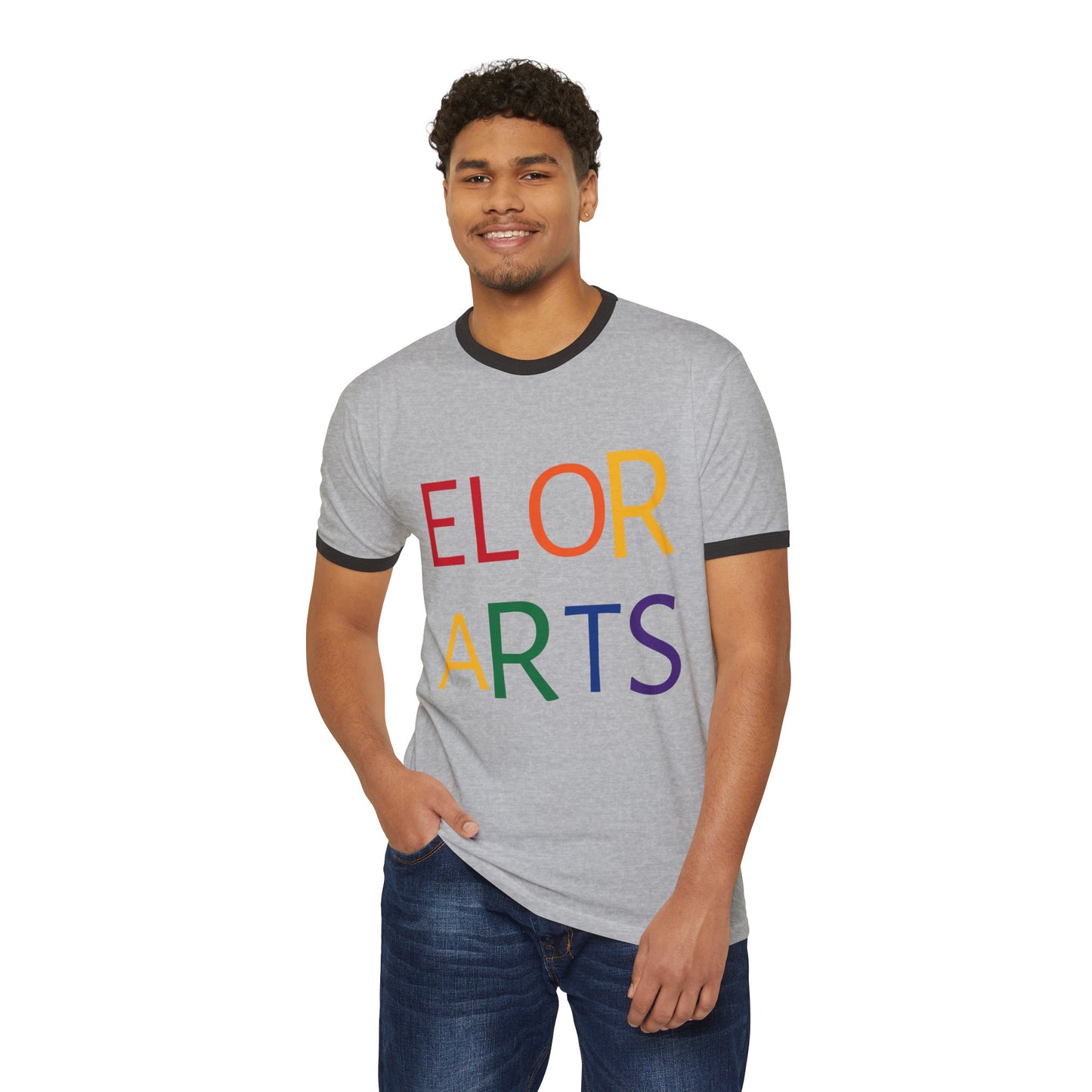 Elorarts Rainbow Unisex Cotton Ringer T-Shirt