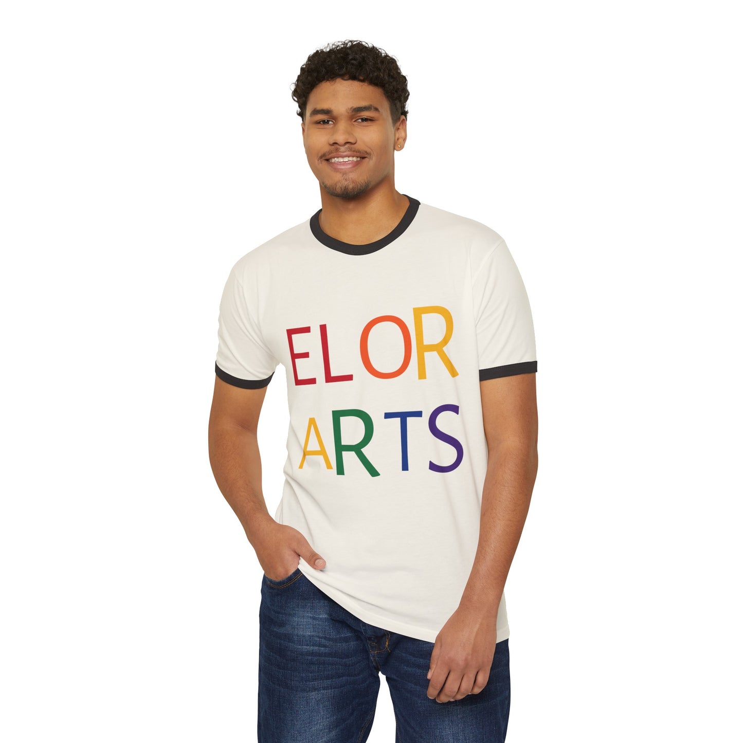 Elorarts Rainbow Unisex Cotton Ringer T-Shirt
