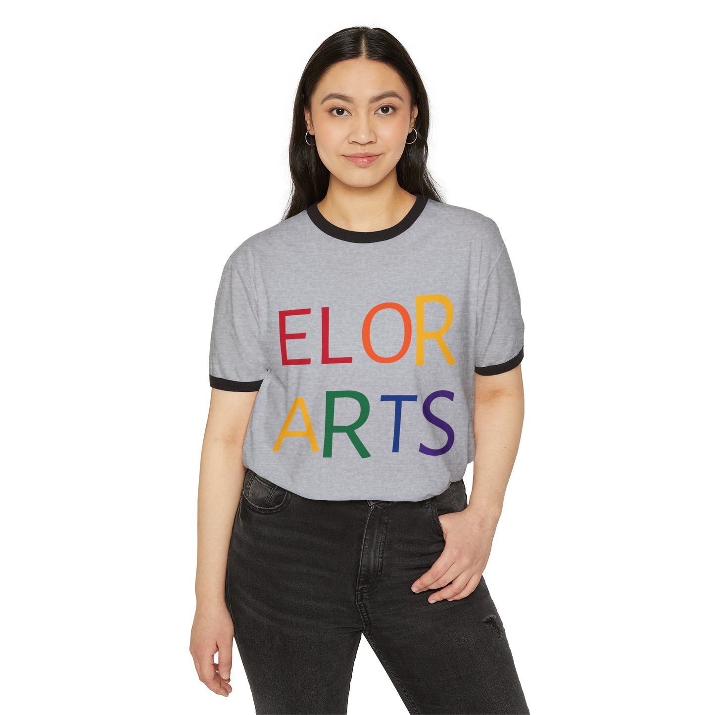 Elorarts Rainbow Unisex Cotton Ringer T-Shirt