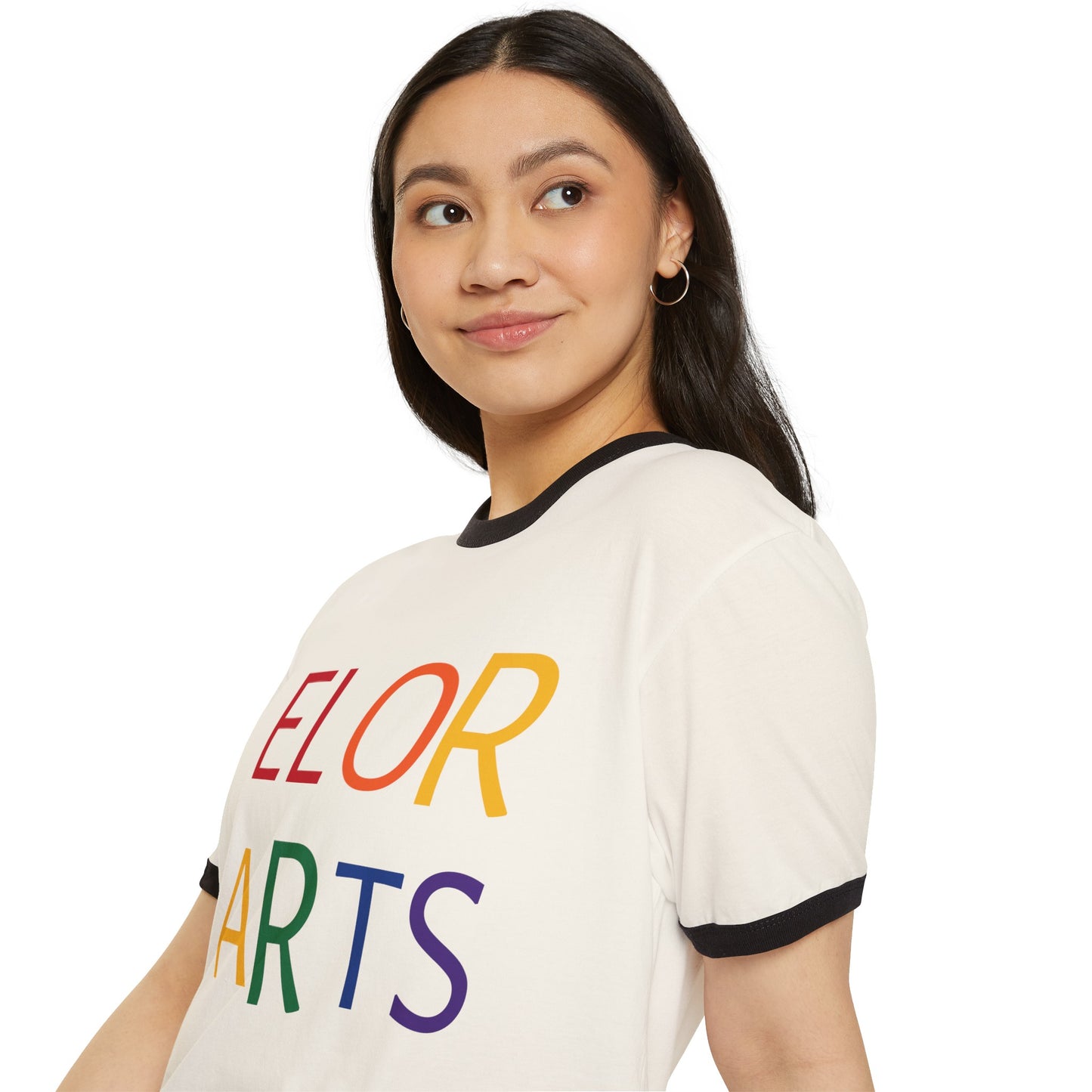 Elorarts Rainbow Unisex Cotton Ringer T-Shirt