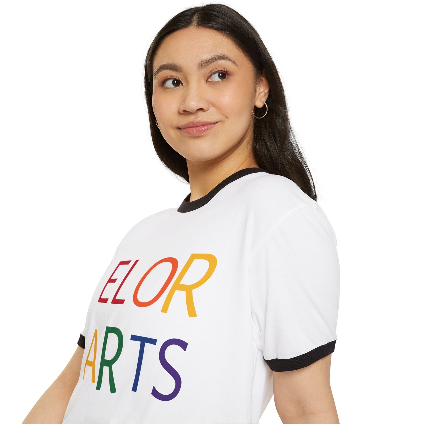 Elorarts Rainbow Unisex Cotton Ringer T-Shirt