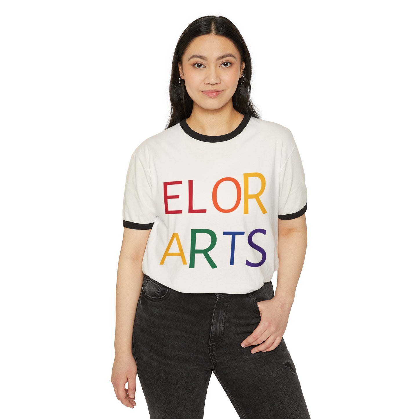 Elorarts Rainbow Unisex Cotton Ringer T-Shirt