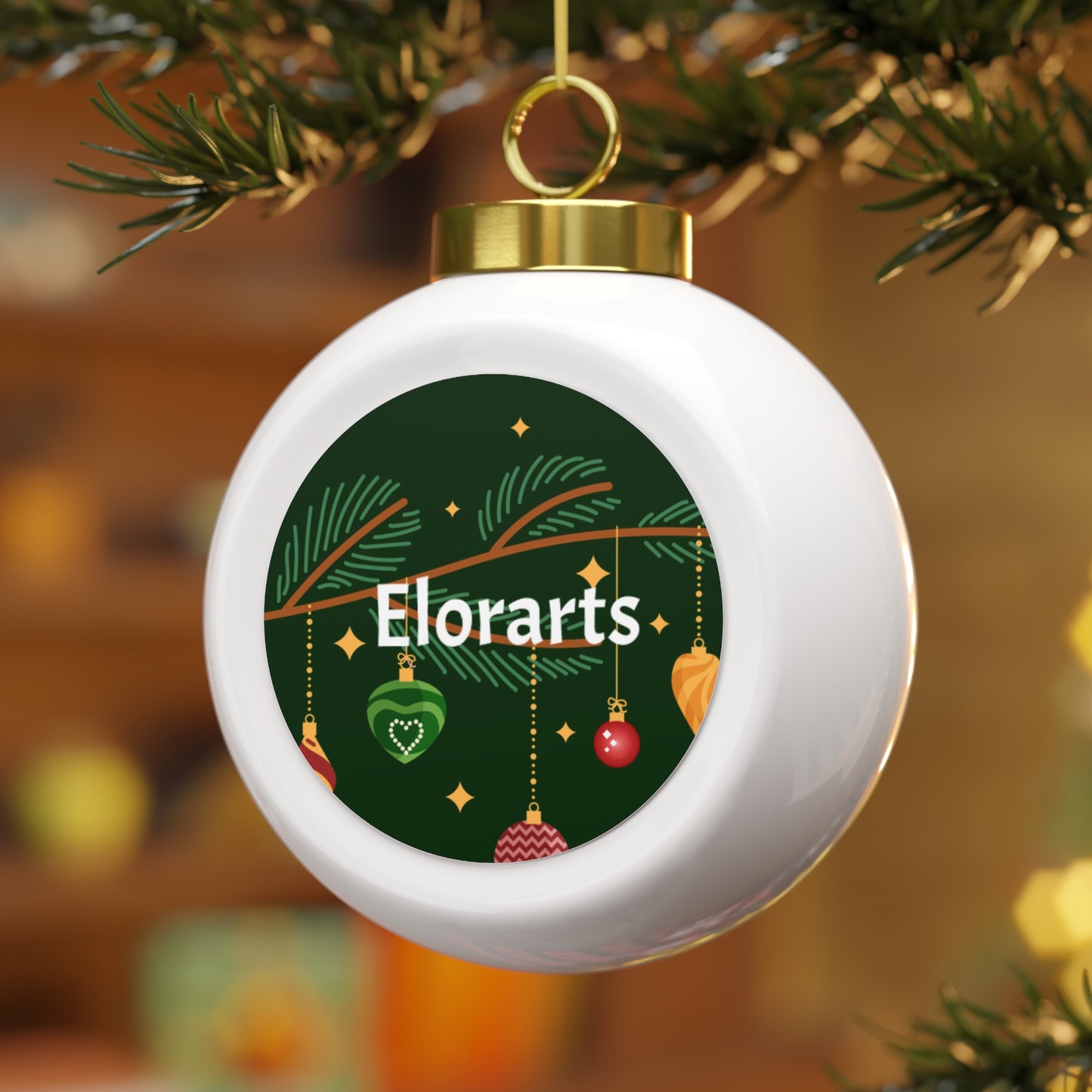 Elorarts Christmas Ball Porcelain Ornament