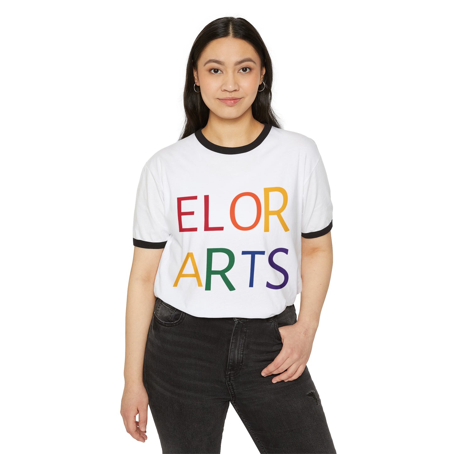 Elorarts Rainbow Unisex Cotton Ringer T-Shirt