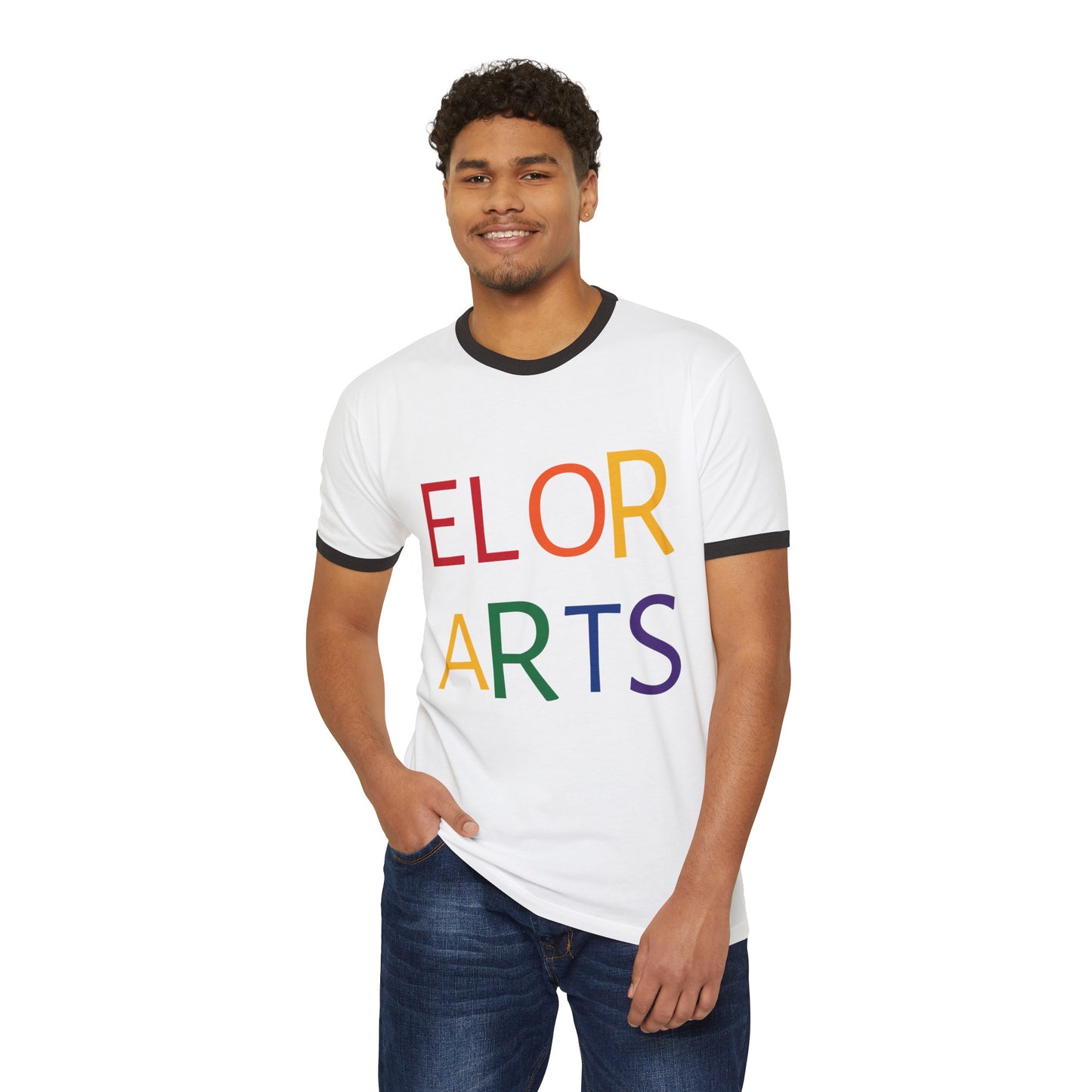 Elorarts Rainbow Unisex Cotton Ringer T-Shirt