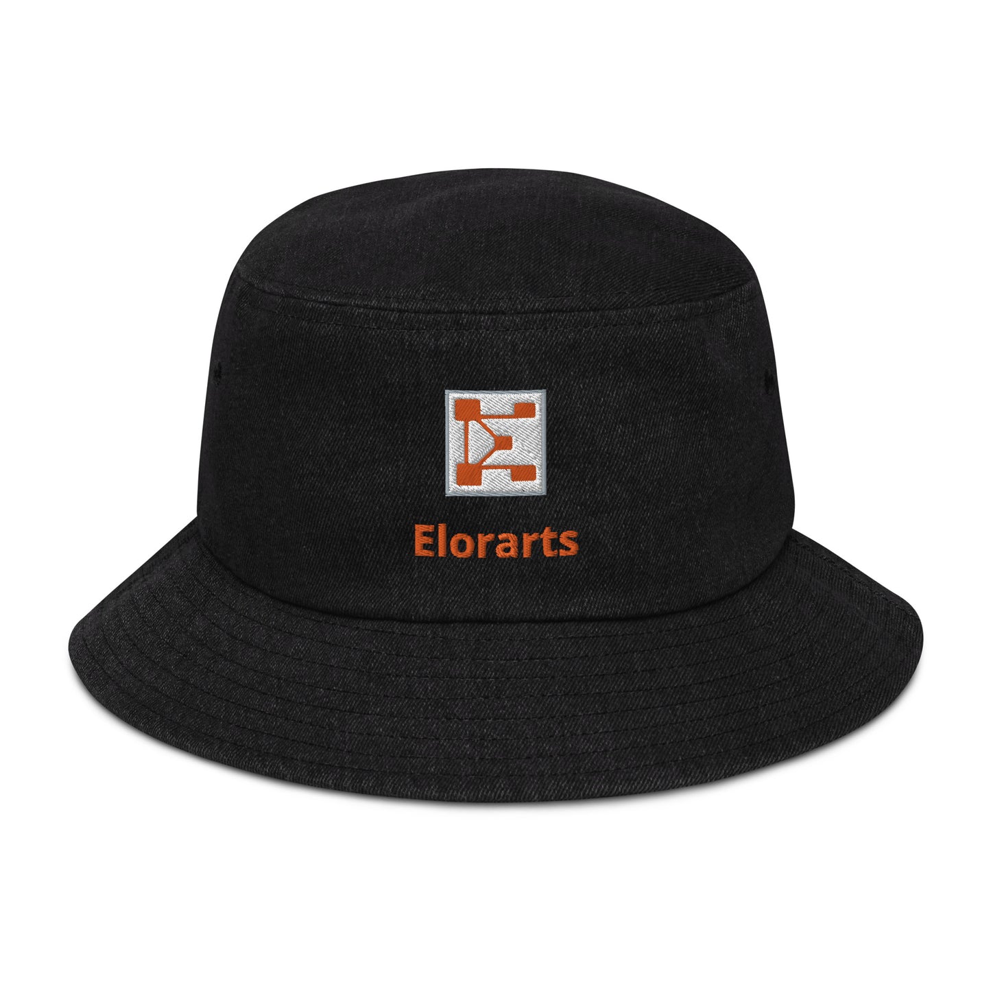 Elorarts with Logo Denim bucket hat Black Denim
