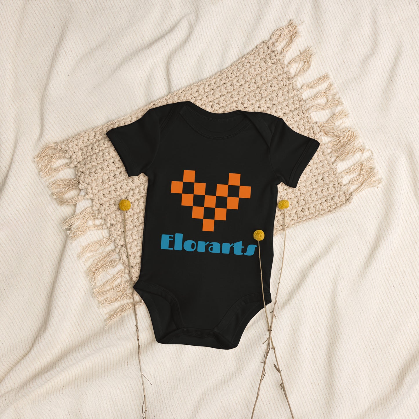 Elorarts Organic cotton baby bodysuit Black