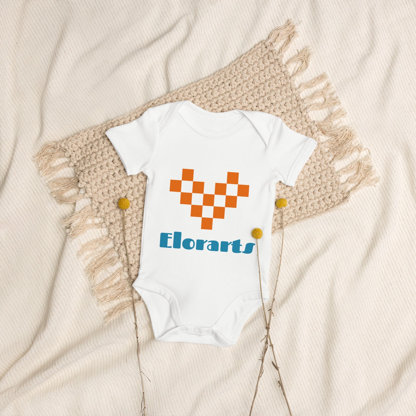 Elorarts Organic cotton baby bodysuit White