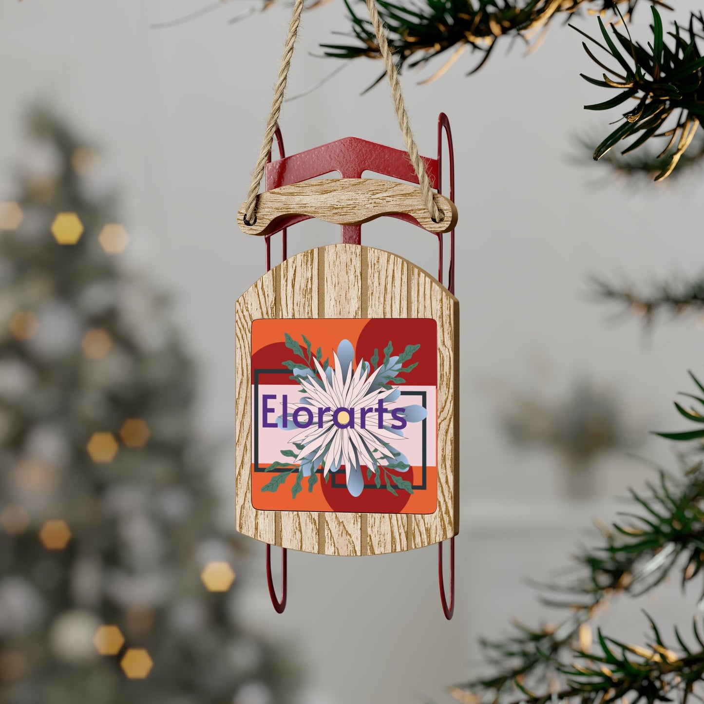 Elorarts Metal and Wood Sled Ornament